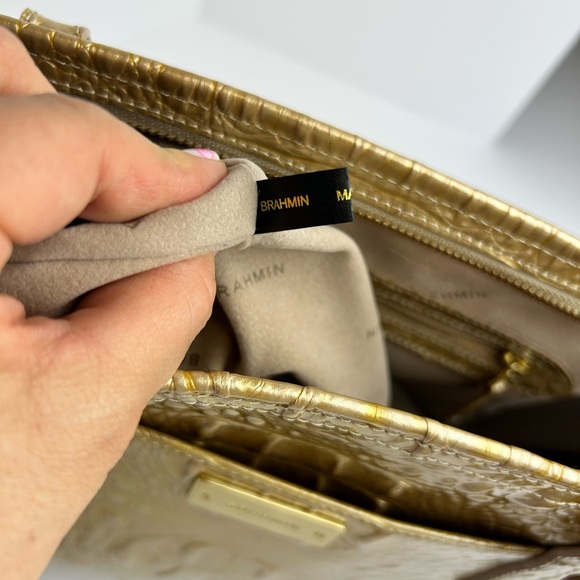 Brahmin Gold Embossed Crocodile Large Leather Bag Small Keychain Wallet Dust Bag - Picture 14 of 15